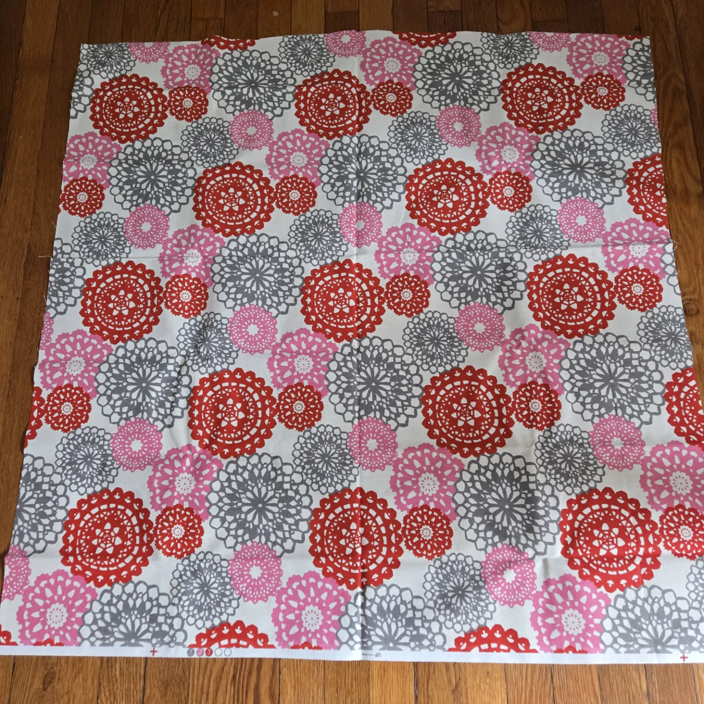 Floral Patterned Fabric - Red, Gray, Pink