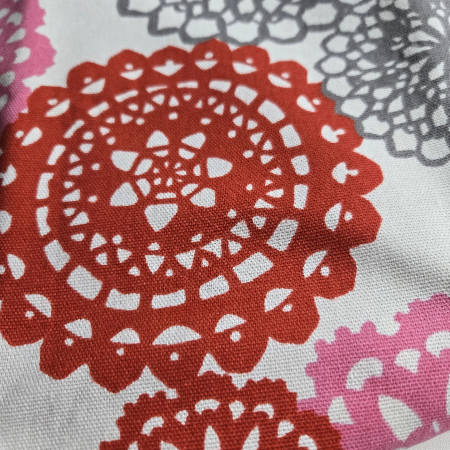 Floral Patterned Fabric - Red, Gray, Pink - photo 3