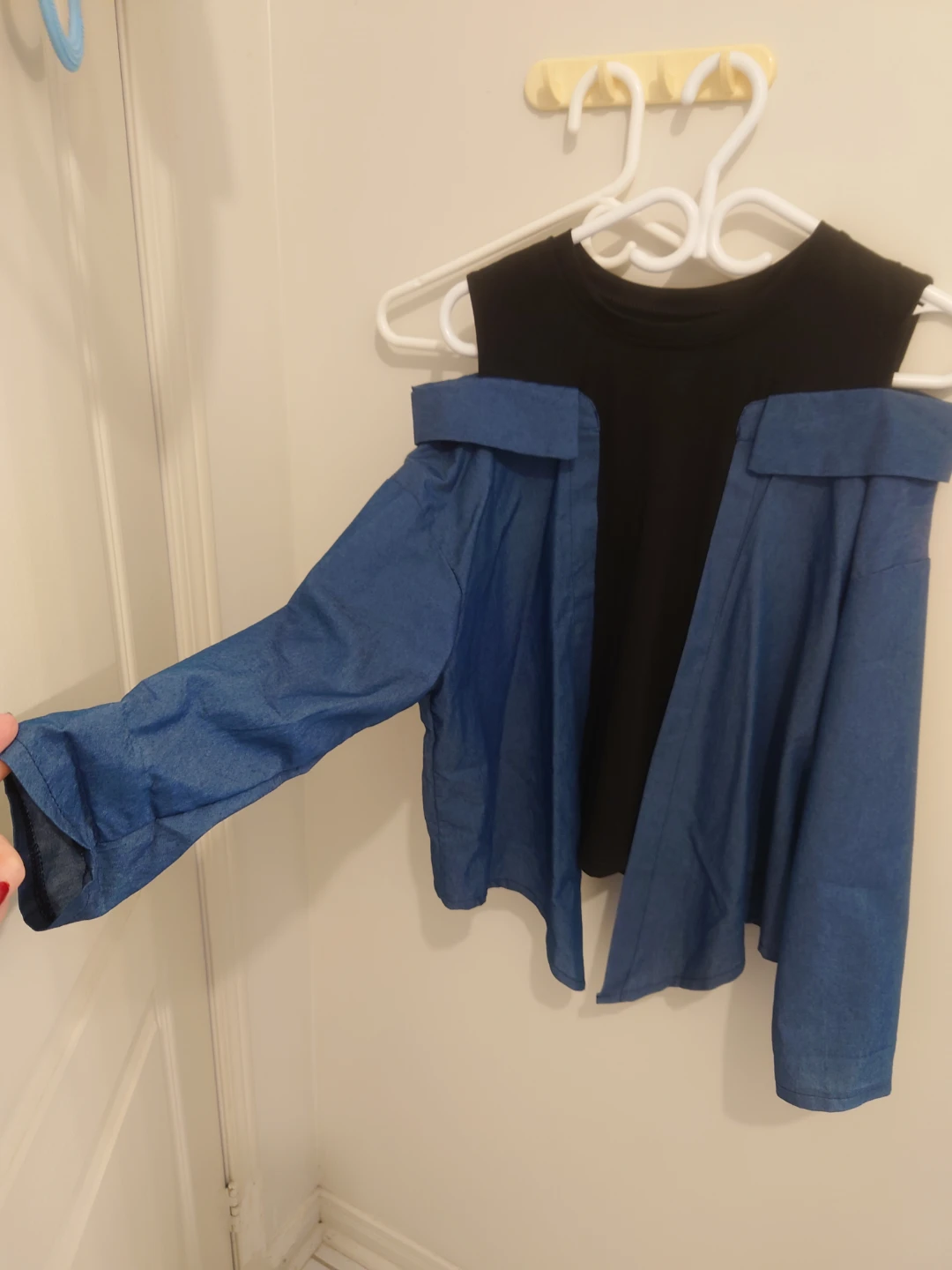 Blue Denim Jacket with Black Top