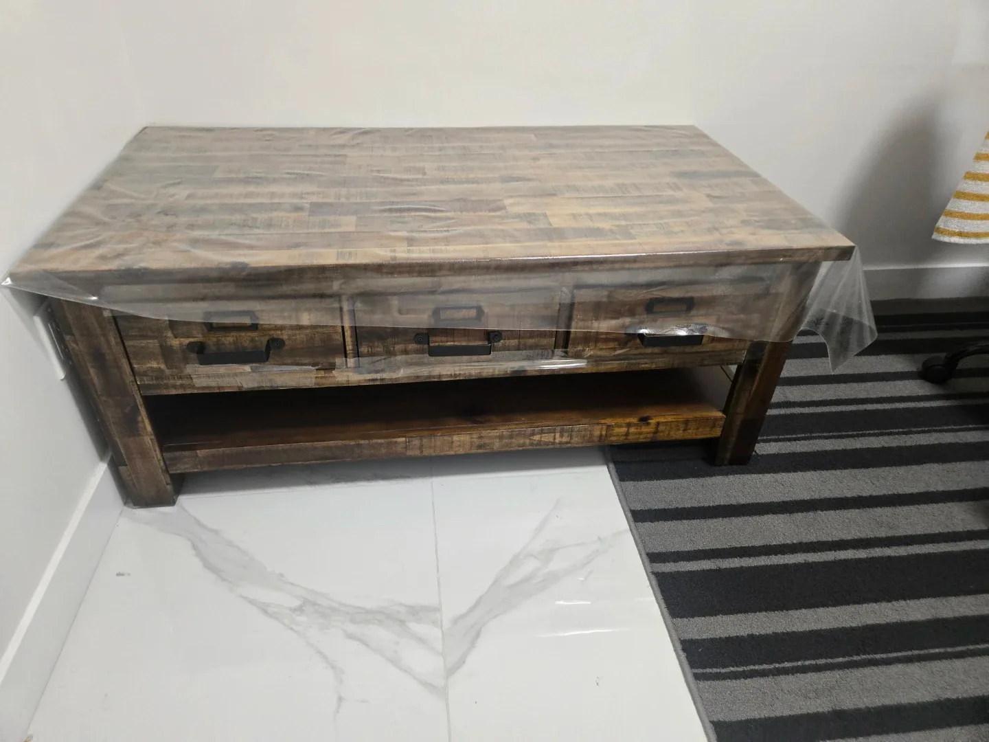 Solid Wood Coffee Table with Drawers