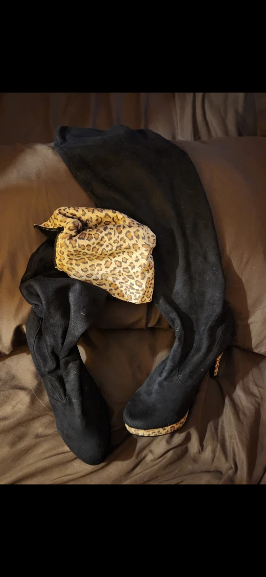 Black Thigh High Heel Boots