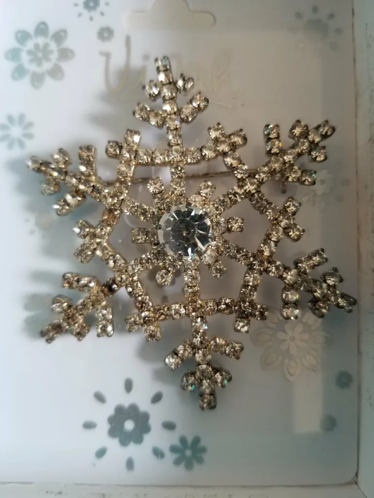 Snowflake Rhinestone Brooch Pin