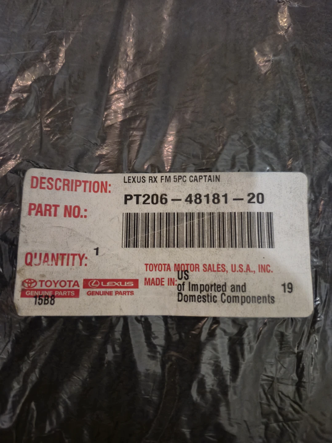 New Lexus RX Floor Mats - PT206-48181-20