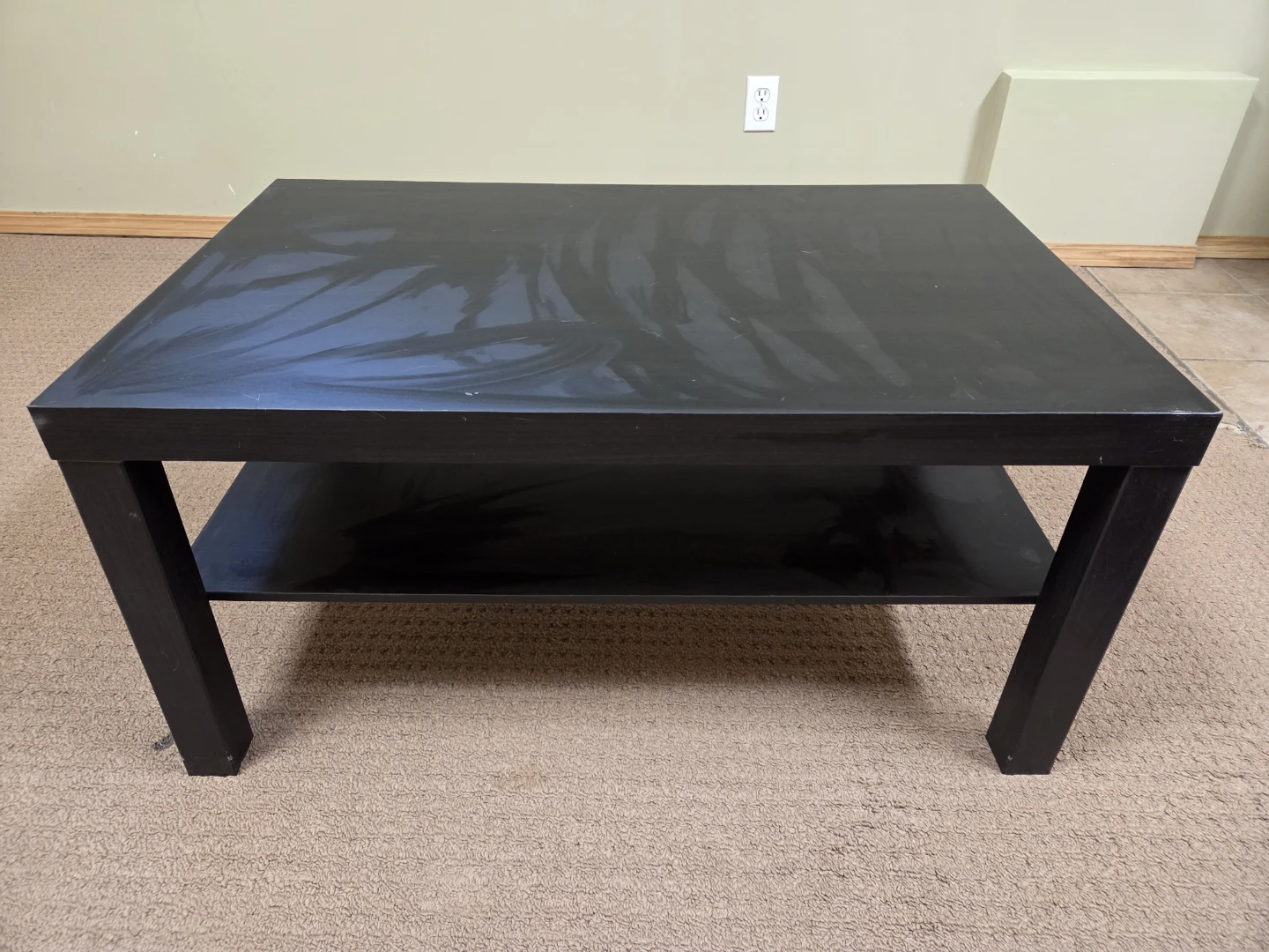 Black Coffee Table with Shelf