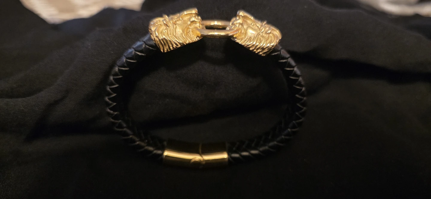 Lion Head Braided Leather Bracelet