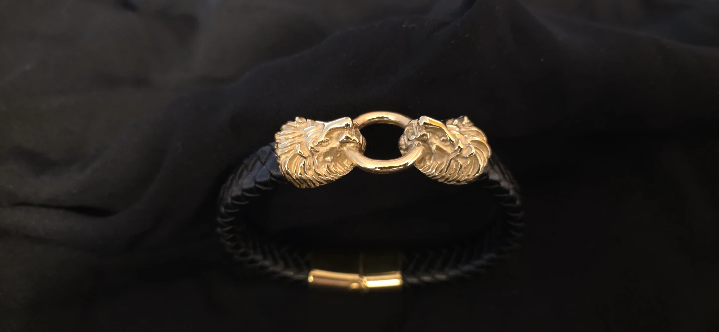 Lion Head Braided Leather Bracelet - photo 2