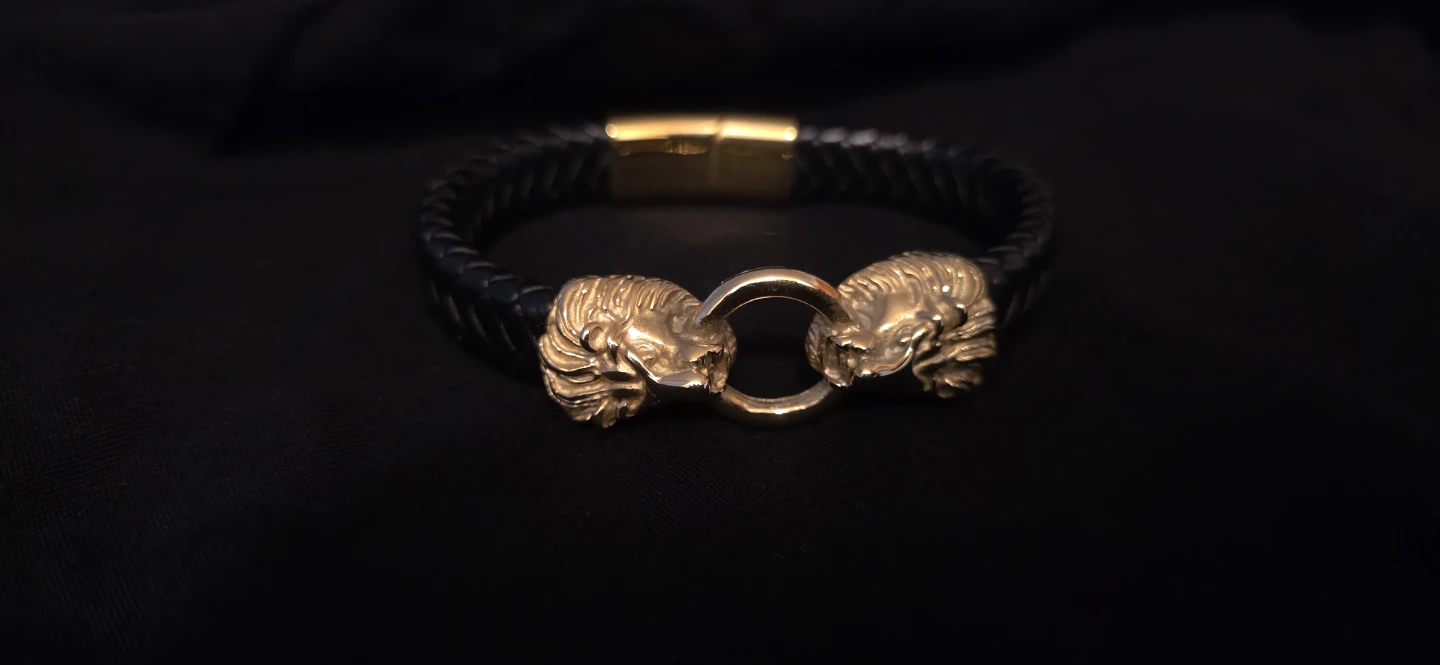 Lion Head Braided Leather Bracelet - photo 3