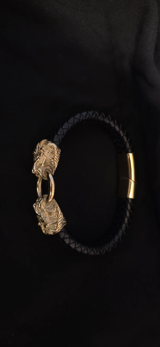 Lion Head Braided Leather Bracelet - photo 4