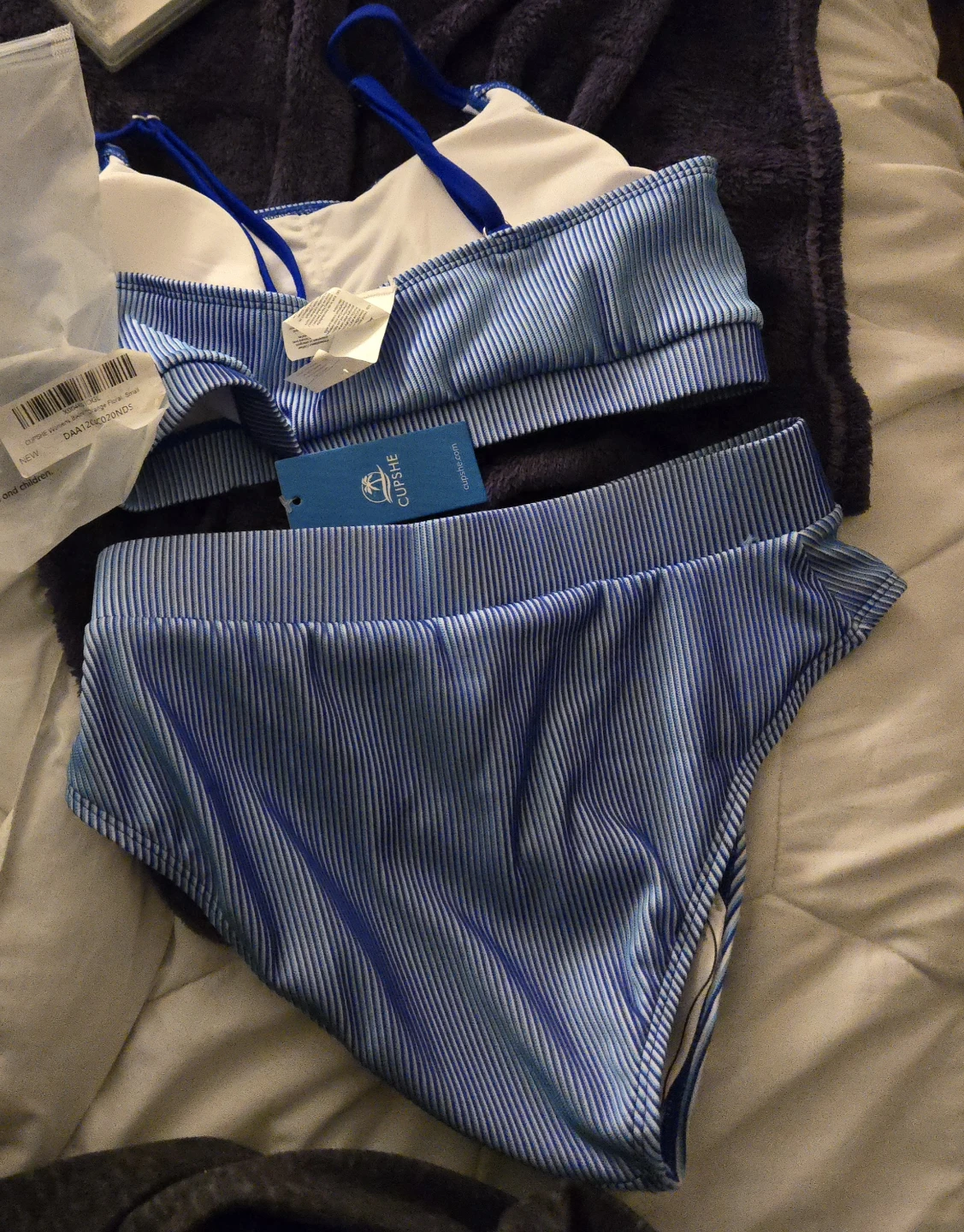 Cupshe Blue Ribbed Bikini Set - Size S - photo 2