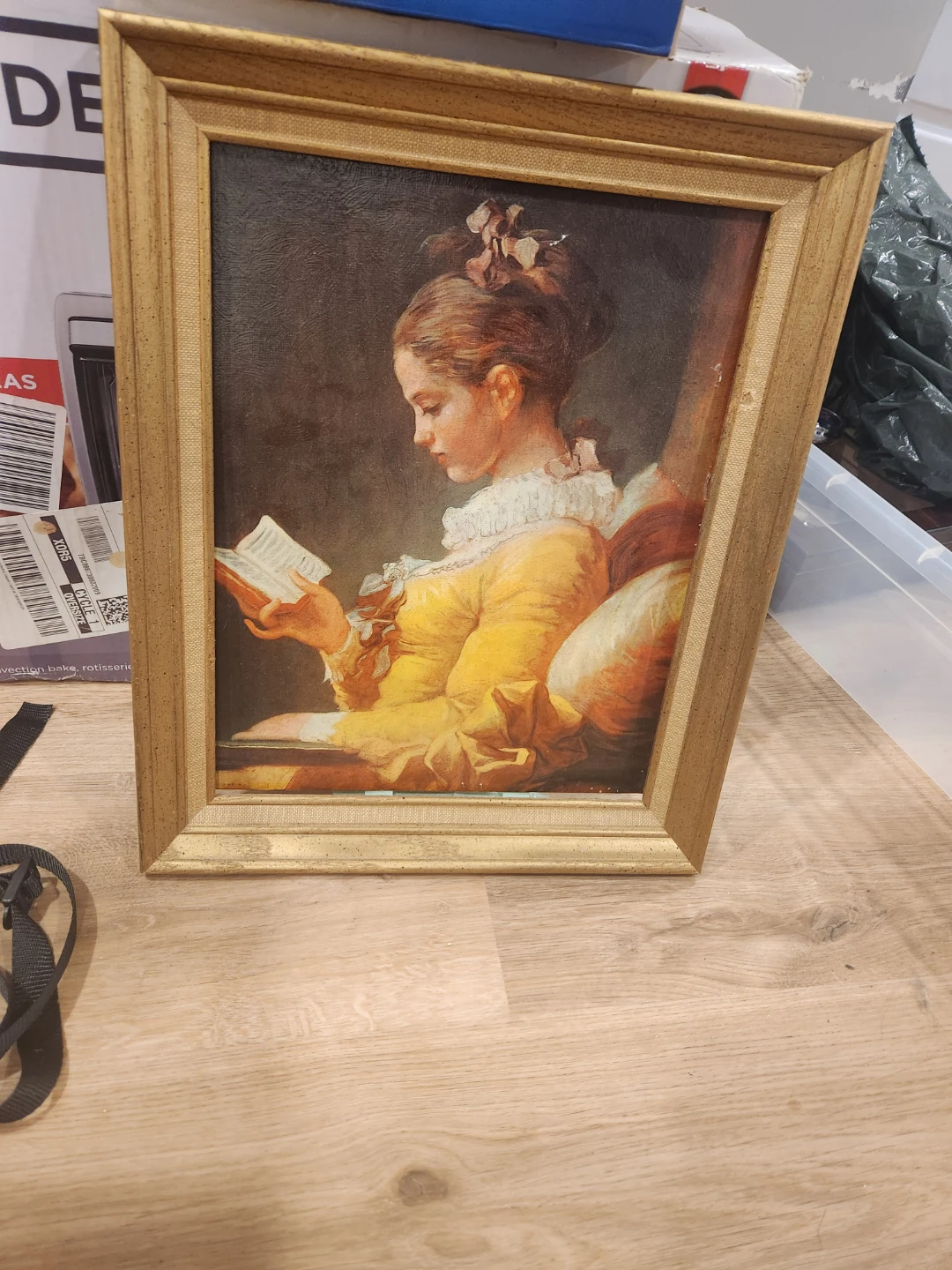 Vintage style Framed Painting of Girl Reading