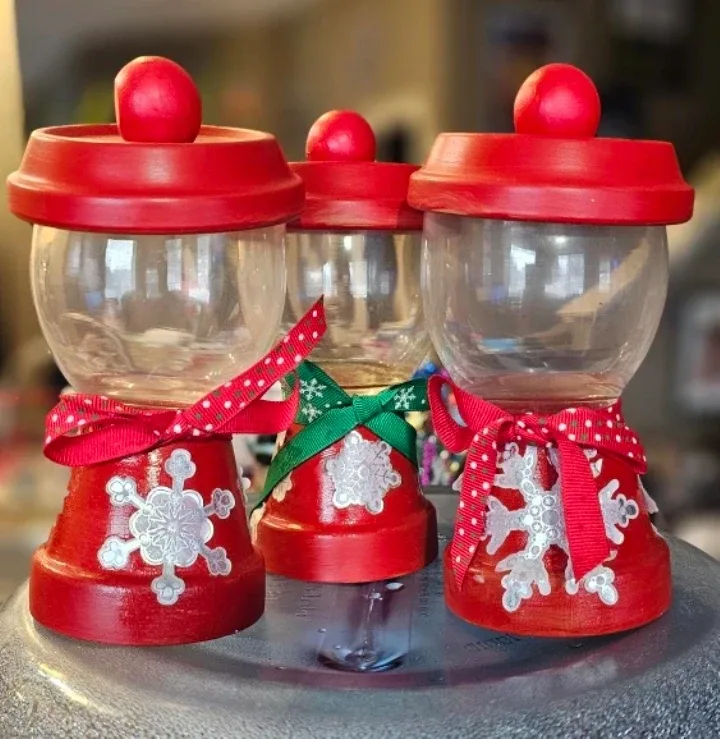 "#Cleanout- Handmade Christmas Candy Jars - Set of 3