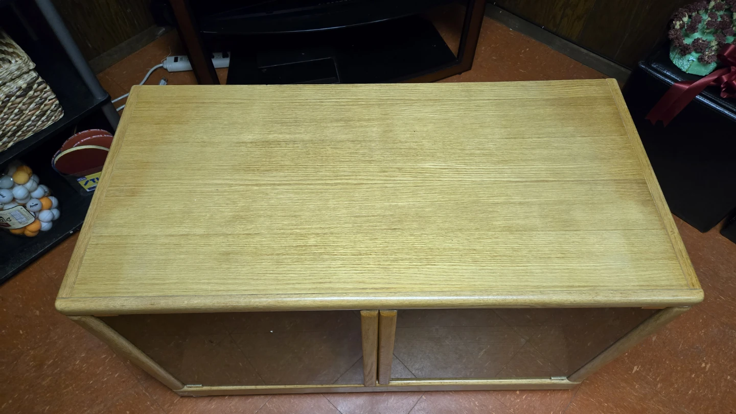 Oak TV Stand with Glass Doors - photo 3
