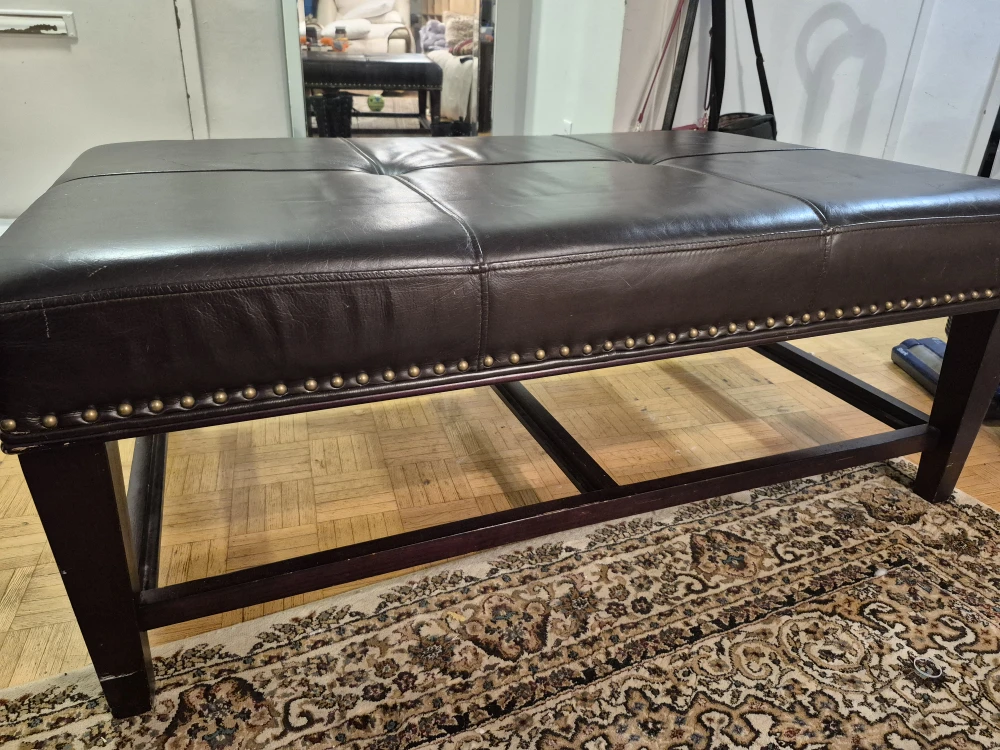 Brown Leather Ottoman Bench - photo 2