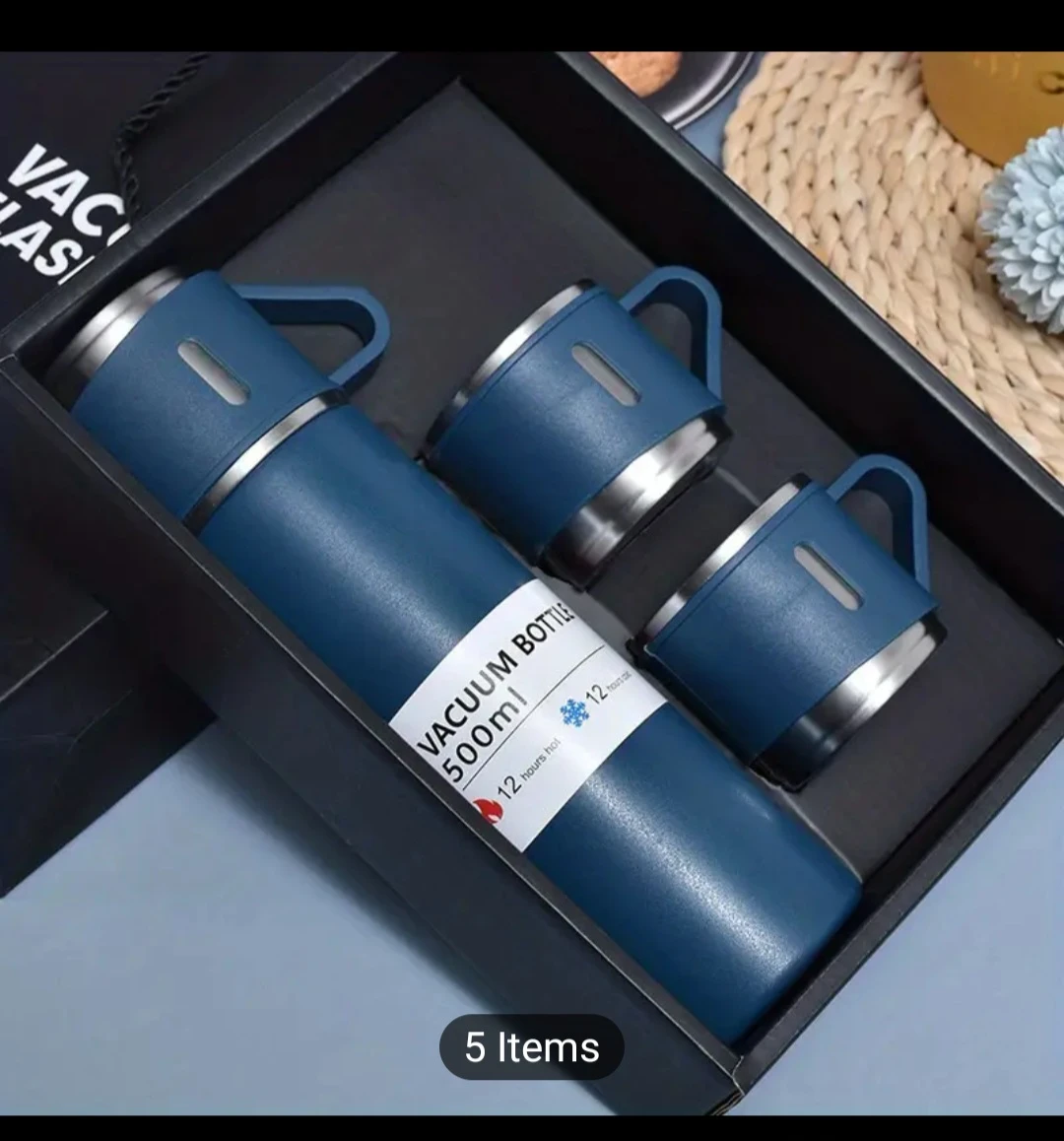 Vacuum Flask Set - 500ml Bottle & 2 Cups
