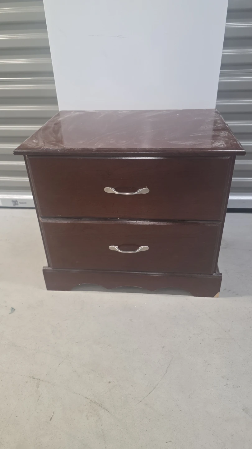 Brown Wooden 2-Drawer Nightstand