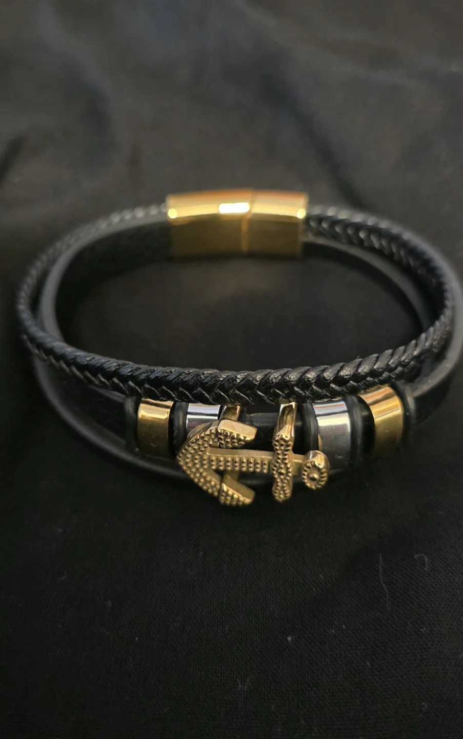Anchor Leather Bracelet