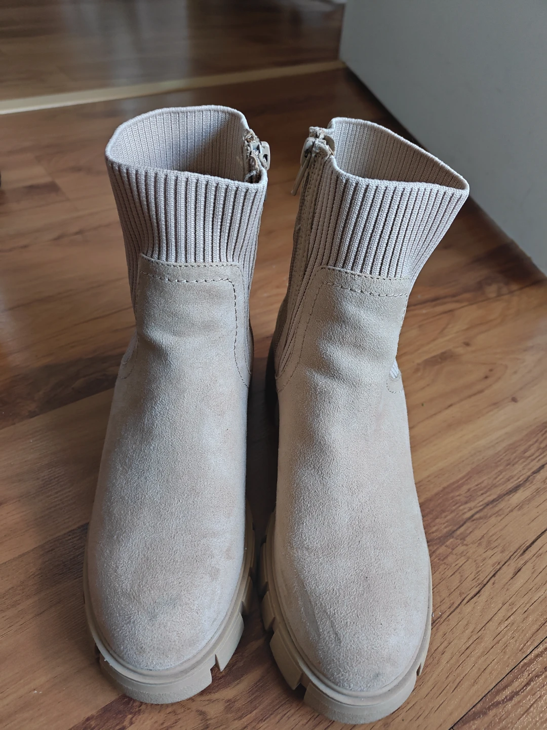 Ladies Beige Ankle Boots - Size 6