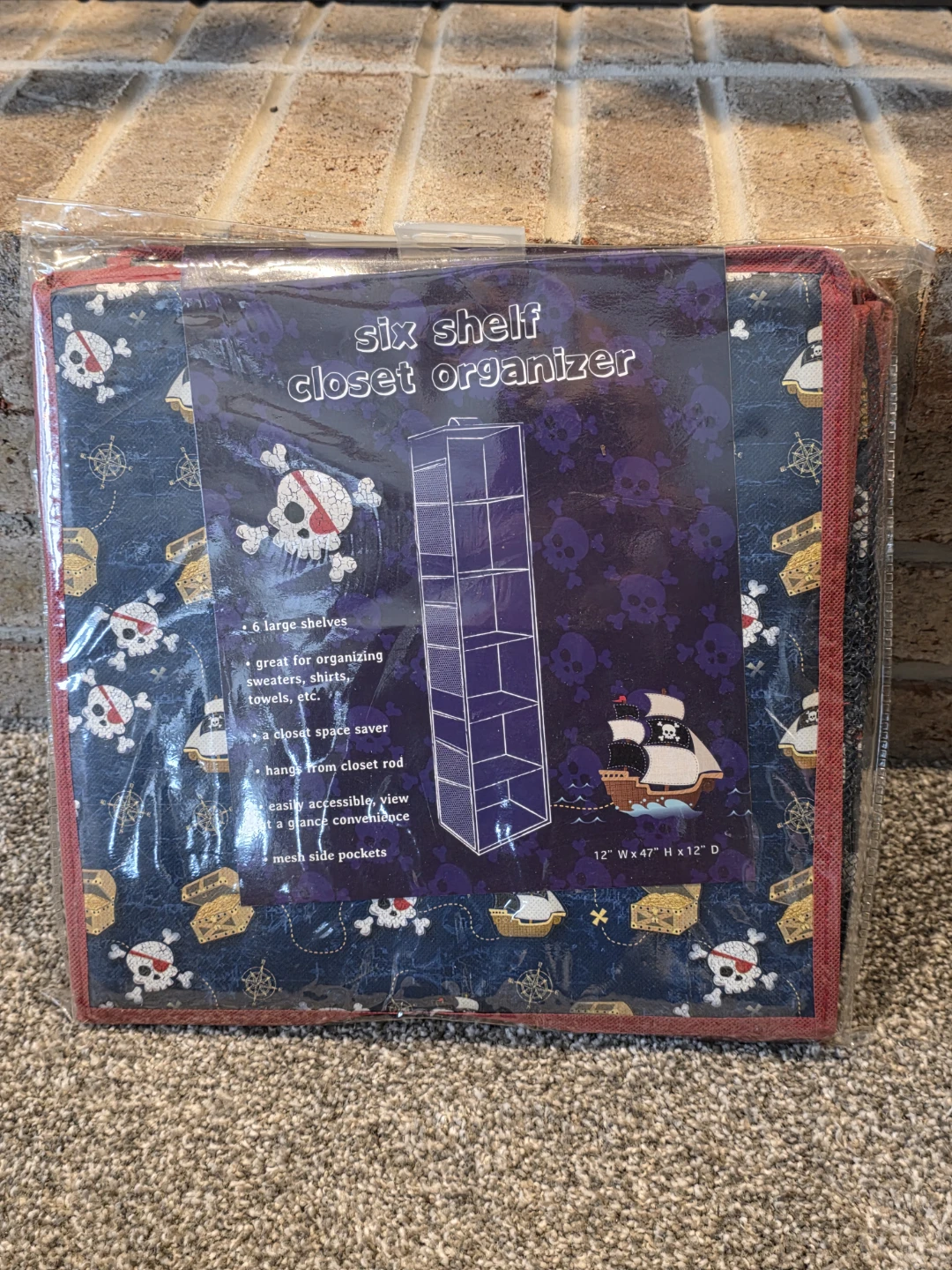 Pirate themed Six Shelf Closet Organizer, New