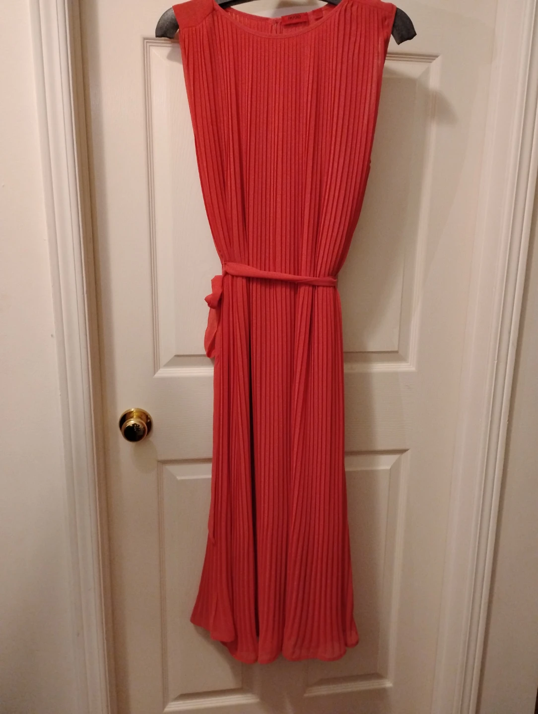Hugo Boss Red Pleated Maxi Dress