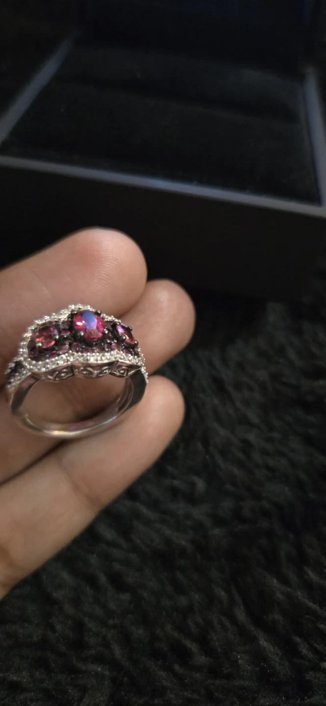 Genuine Rubellite & White Zircon Trilogy Gemstone Ring 1.85ctw - photo 3