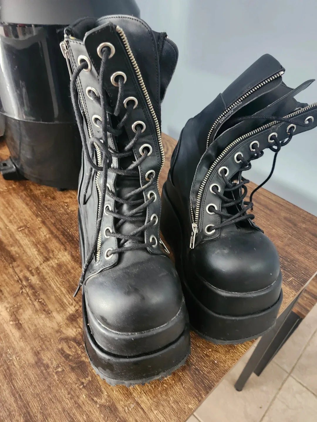 Demonia Black Platform Boots, Size 8 image indicator(2)