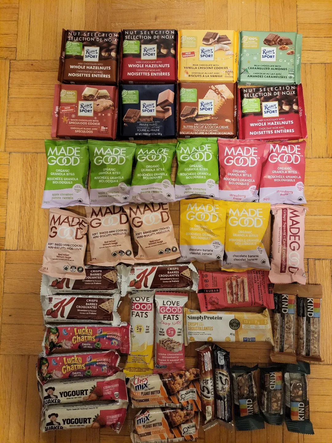 Assorted chocolate, sweets, energy bar