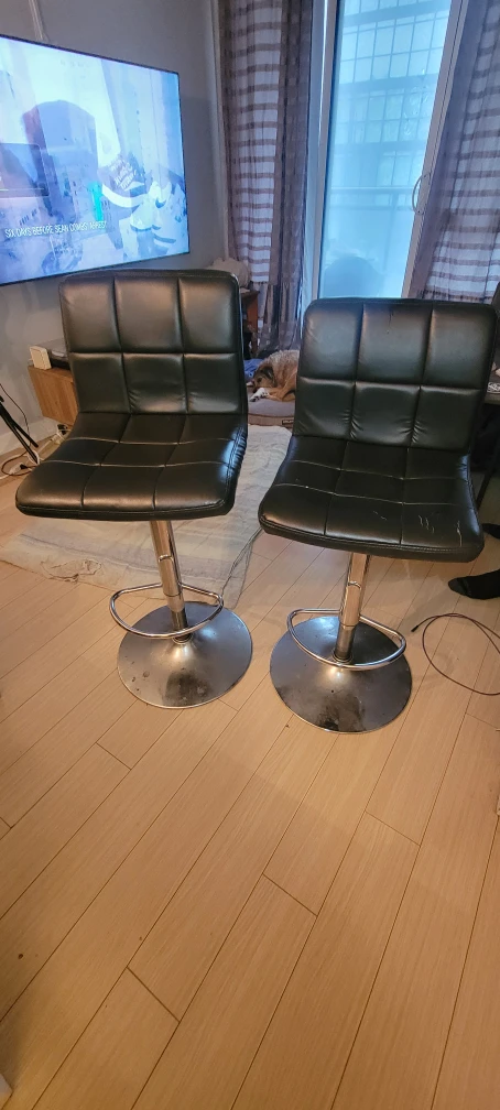 Black Swivel Bar Stools - Set of 2