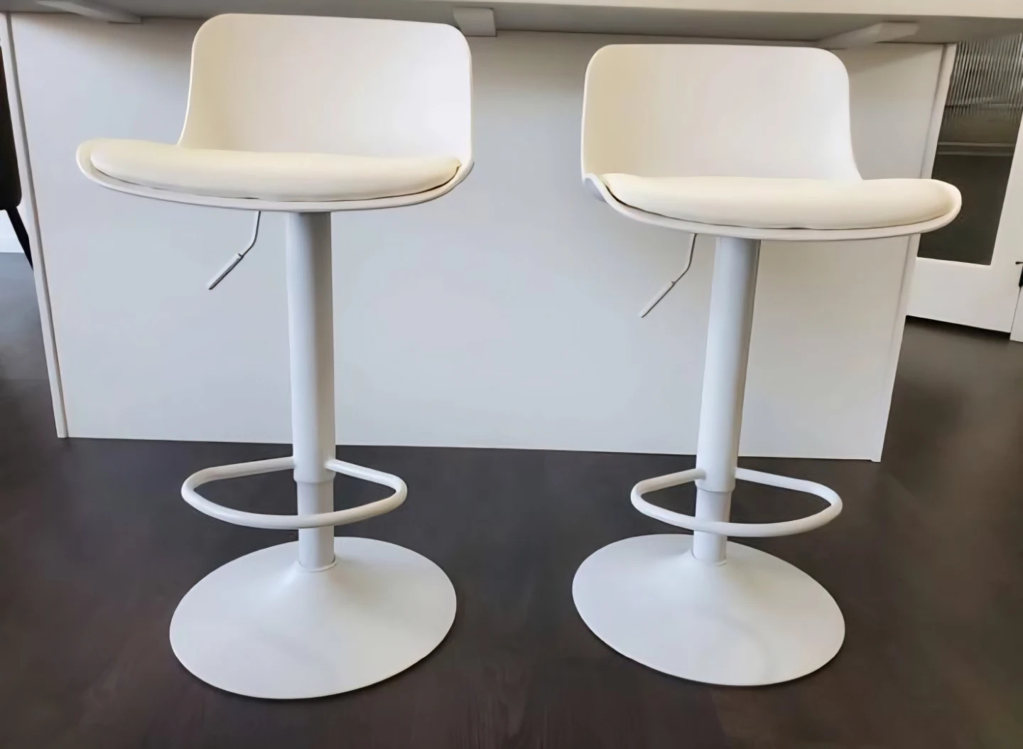 Adjustable White Bar Stools - Set of 2 - photo 3