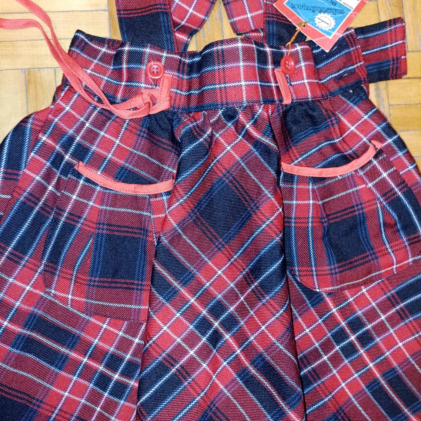 ❤‍🔥New❤‍🔥Kids Plaid Overall Wool Skirt 2-3 T image indicator(2)