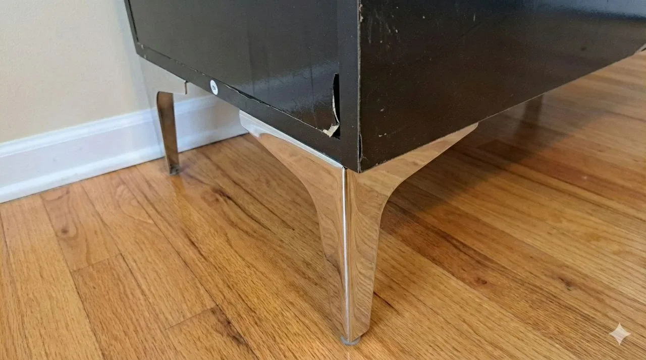 Black TV Stand with Chrome Legs image indicator(2)