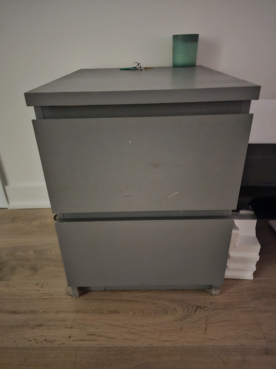 Grey 2-Drawer Nightstand