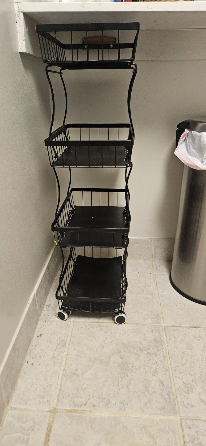 4-Tier Rolling Metal Storage Cart - Black - photo 2