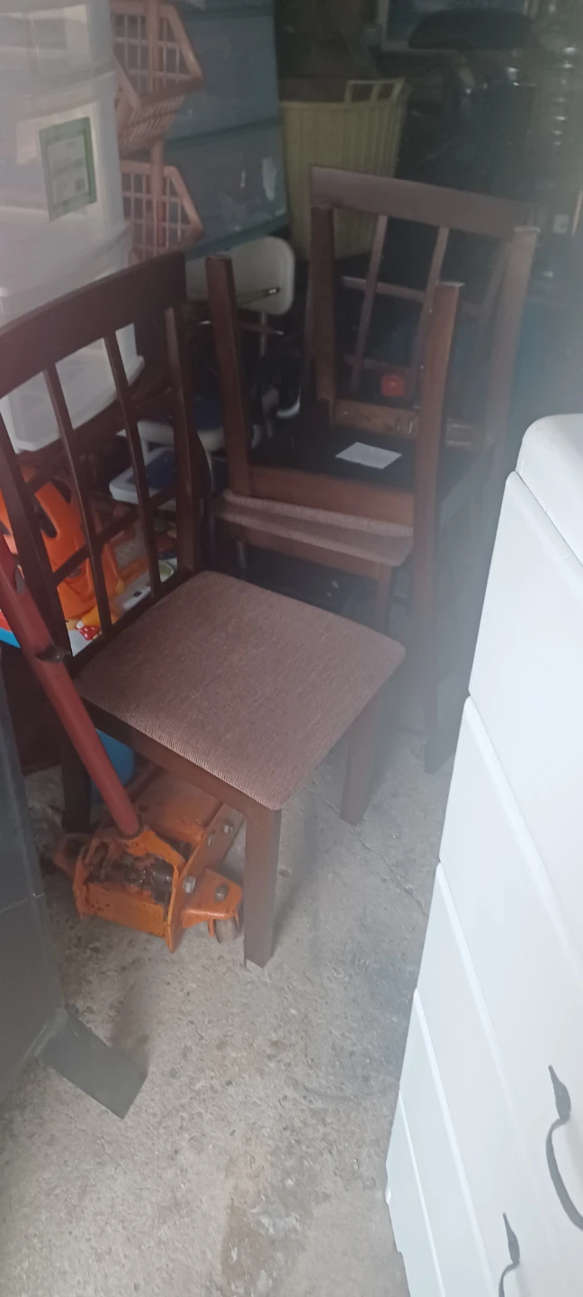 Set of 3 Brown Wooden Chairs