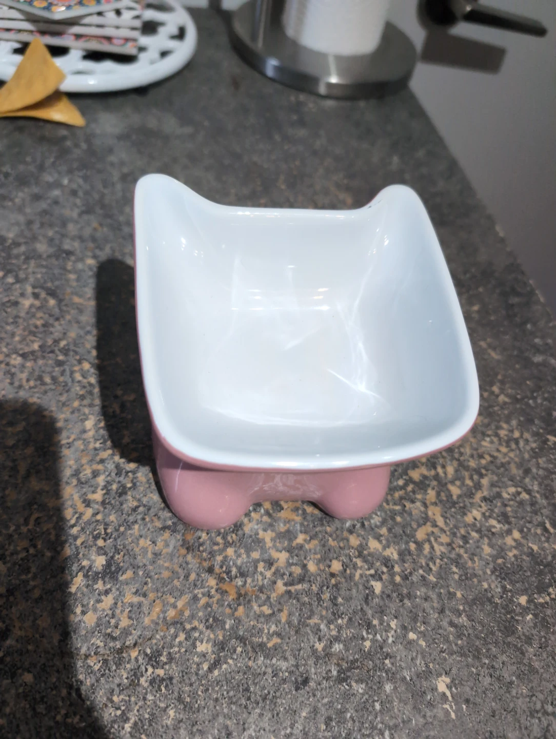 Pink & White Elevated Cat Bowl