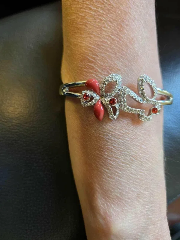 Swarovski Silver/Red Bangle Bracelet with Box image indicator(2)