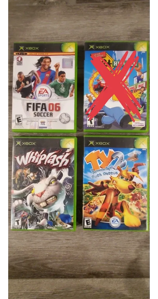 Xbox Games: FIFA 06, Simpsons Hit & Run, Whiplash, TY 2