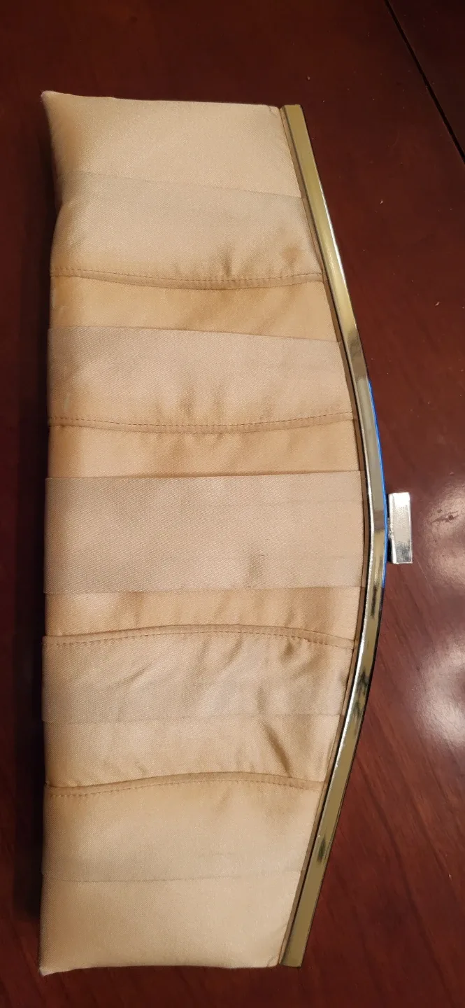 Champagne Satin Handbag with shoulder chain