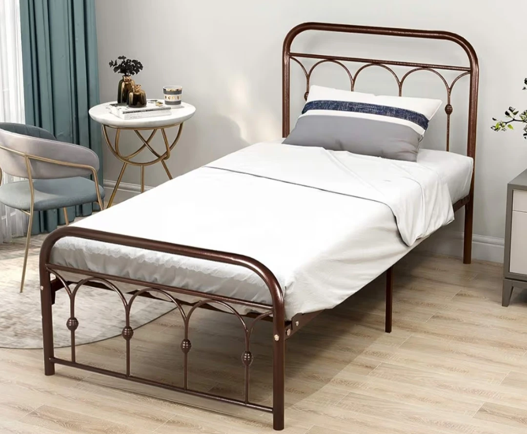 Metal Single Bed Frame - Brown