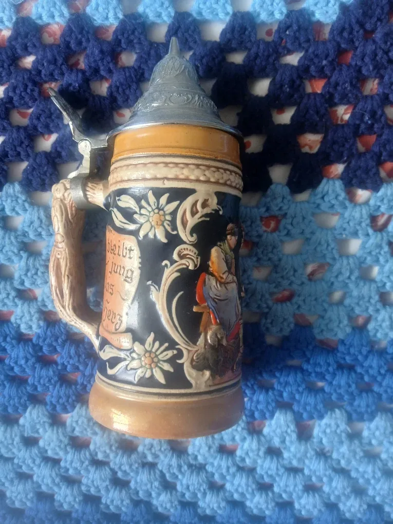 Vintage German Beer Stein with Lid