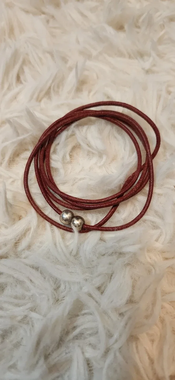 Burgundy Leather Wrap Bracelet with Magnet Silver Beads