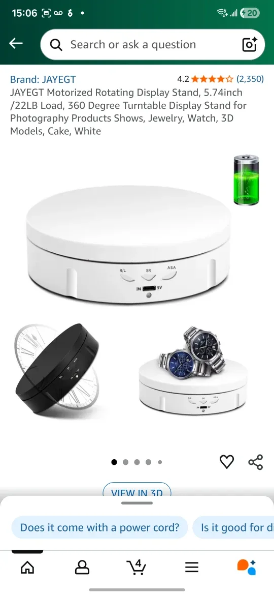 JAYEGT Motorized Rotating Display Stand - White