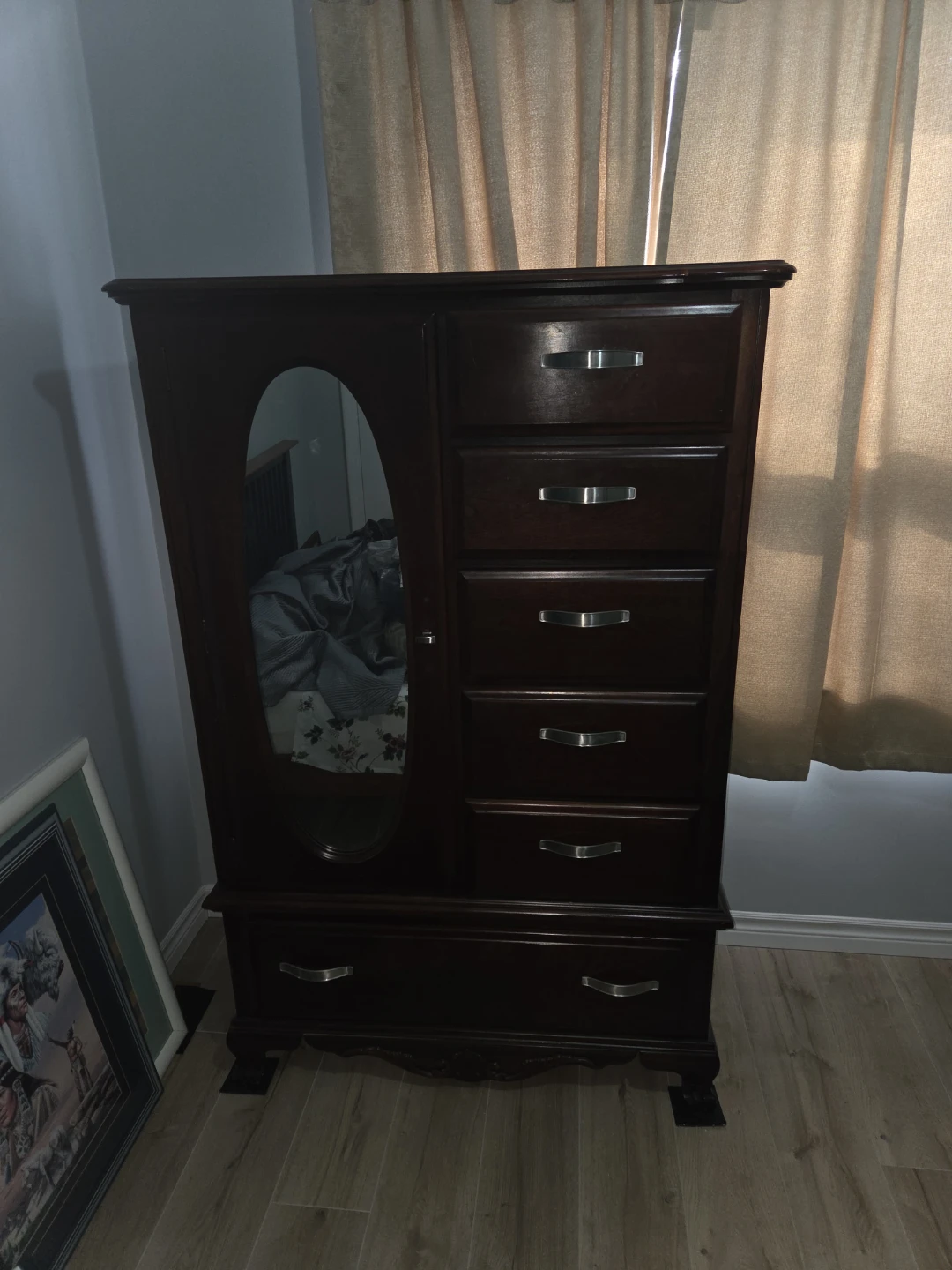 Dark Wood Dresser with Mirror