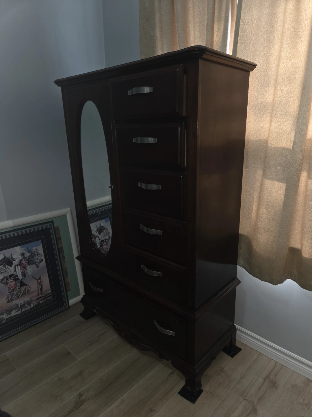 Dark Wood Dresser with Mirror - photo 2