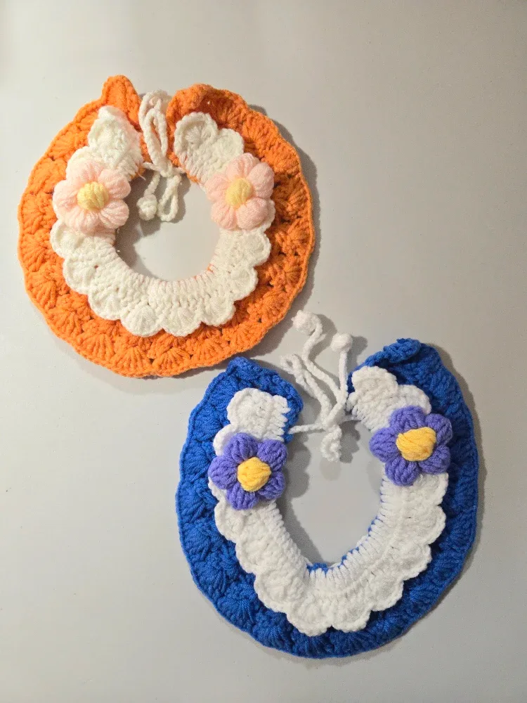 Handmade Adjustable Crochet Pet Collar, Christmas gift #Cleanout