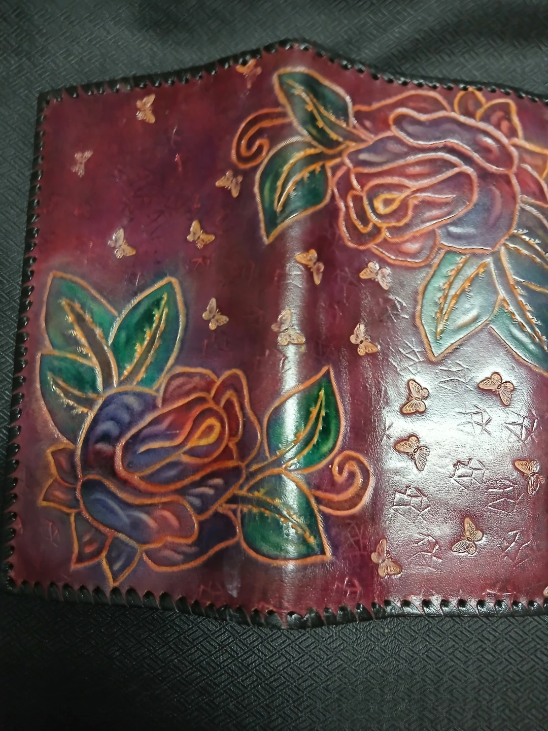 Handmade Leather Wallet with Floral Design - photo 4