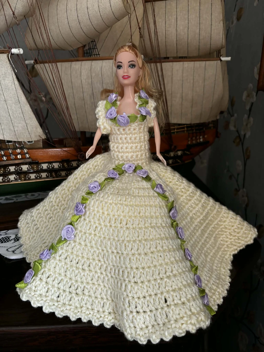 Handmade Crocheted Barbie Doll Dress