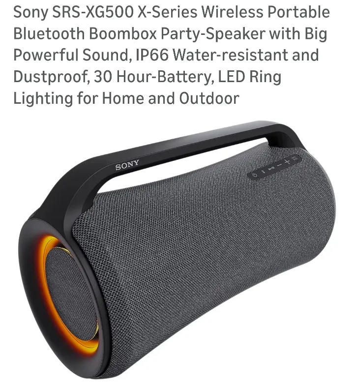 Sony SRS-XG500 Wireless Portable Bluetooth Boombox