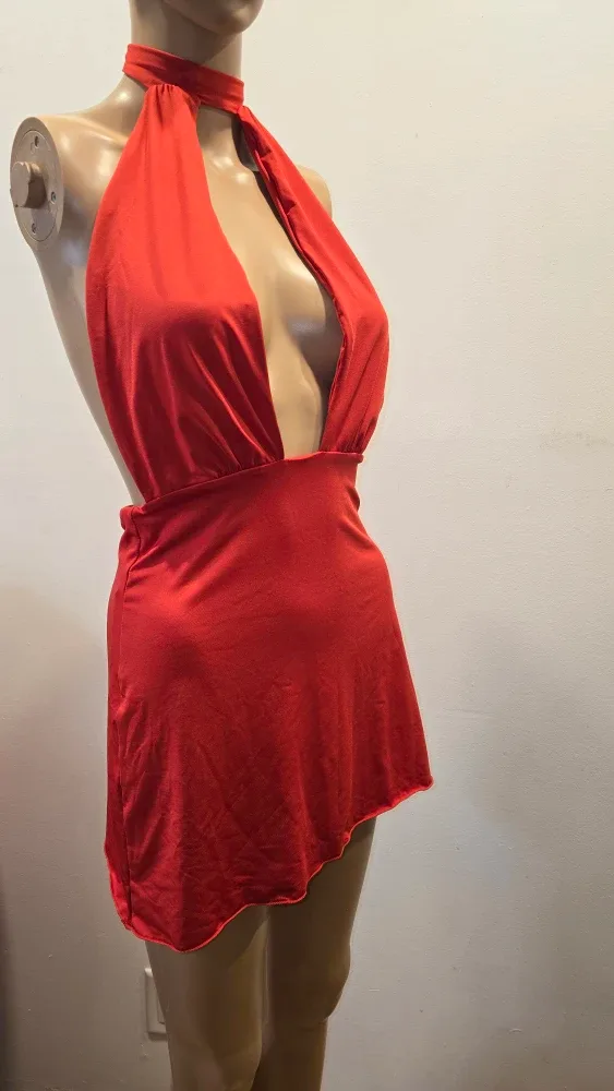 Red Halter party Dress Small #Cleanout