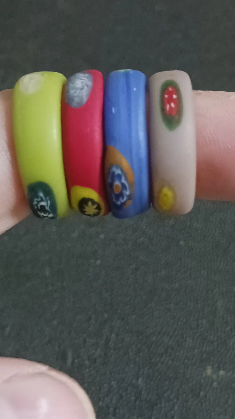 Colorful Glass Bead Rings - Set of 4
