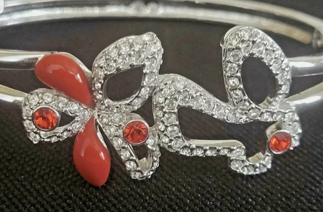 Swarovski Silver/Red Bangle Bracelet with Box image indicator(4)